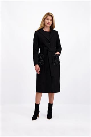 Czarny płaszcz damski wełniany elegancki Alla Rose 84714 - 103361