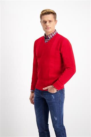 DL0001.DZIANINA.V-NECK.Struktura.Czerwony.J.73835_L - 105581