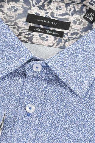 Niebieska koszula w mikro wzór 93061 - 127681