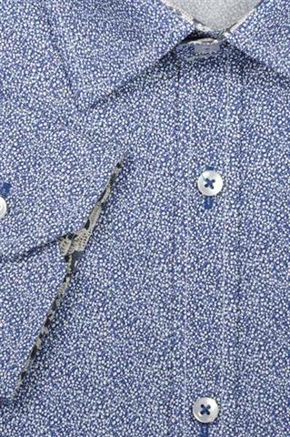 Niebieska koszula w mikro wzór 93061 - 127691
