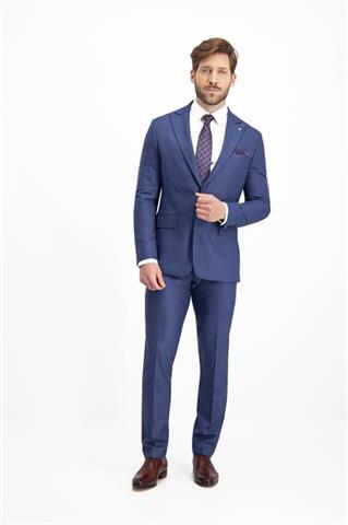 Granatowy garnitur męski w kratę 34925 - 139761