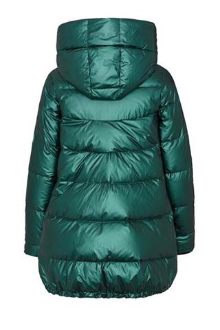 Stylowa zielona kurtka damska z błyszczącej tkaniny JNC 84235 - 14881