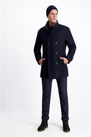 Granatowe spodnie w mikro wzór chinos 64561 - 149481