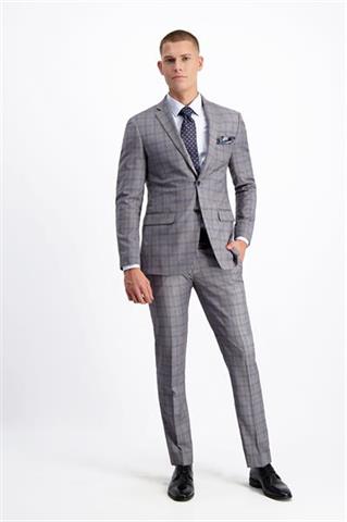 Szary garnitur w kratę Mix&Match (255) spodnie - 149841