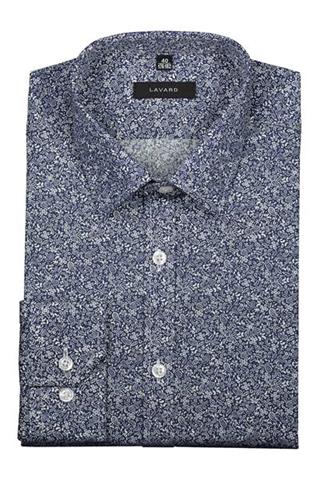 Granatowa koszula w biały wzór 91116 - 153711