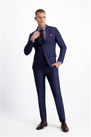 Granatowa koszula w biały wzór 91116 - 153721