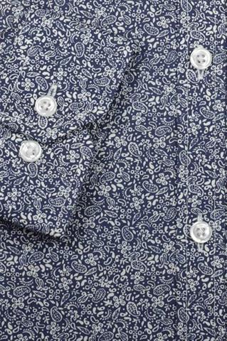 Granatowa koszula w biały wzór 91116 - 153741