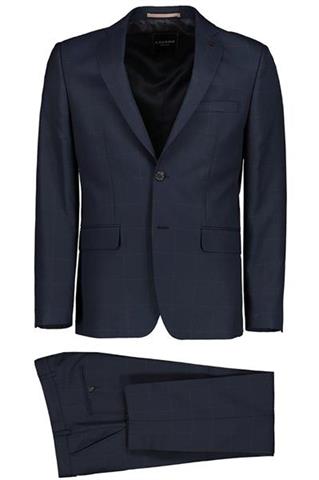 Granatowy garnitur w kratę Windowpane 35262 - 157101