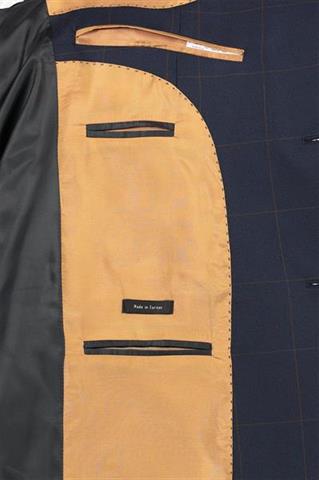 Granatowy garnitur w kratę Windowpane 35262 - 157131