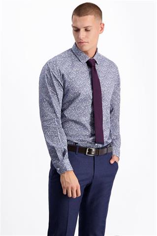 Granatowa koszula w biały wzór 91116 - 158841