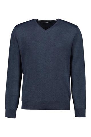 Granatowy sweter z wełny V-Neck 72810 - 164701