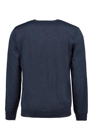 Granatowy sweter z wełny V-Neck 72810 - 164711
