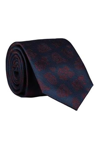 Granatowy krawat we wzór paisley 57354 - 178171