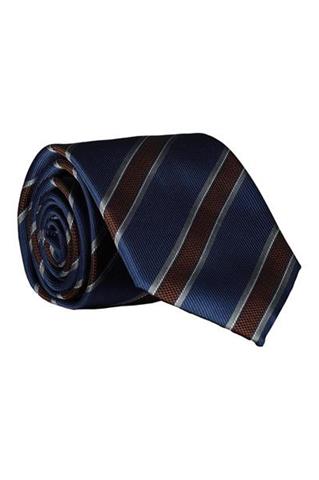 Niebieski krawat w skośne pasy 57360 - 178361