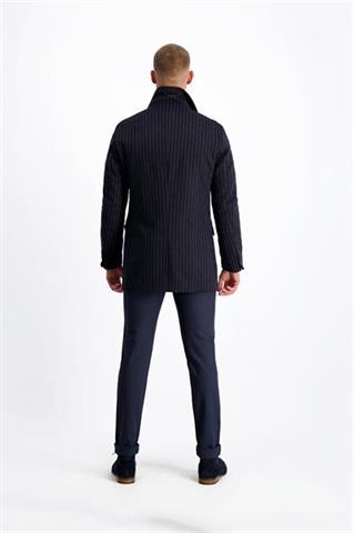Granatowy płaszcz męski w prążki 20737 - 183551