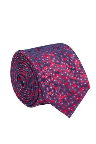 Krawat czerwony z motywem kwiatowym 57055 - 18571