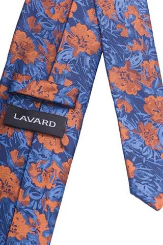 Granatowy krawat z motywem roślinnym 57056 - 18611