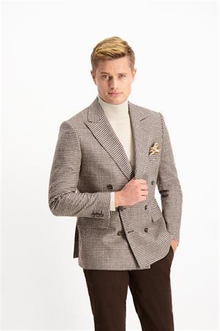 Marynarka dwurzędowa męska w kratę Gulio Tolegno 46018 - 186191
