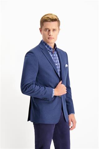 Granatowa marynarka męska w jodełkę Mode Jersey 46208 - 186561