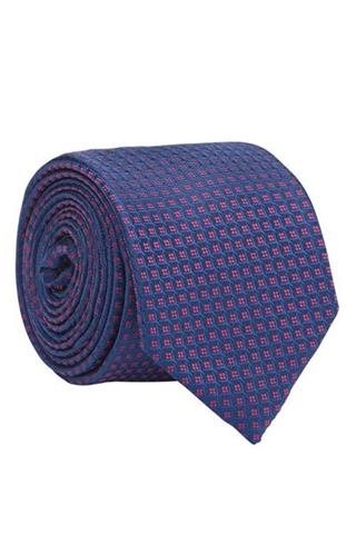 Granatowy krawat z geometrycznym wzorem 57069 - 18961