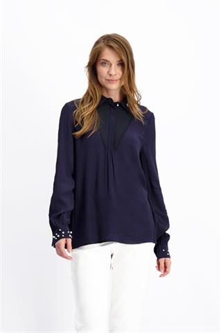Granatowa bluzka damska elegancka z perłami 84228 - 190991