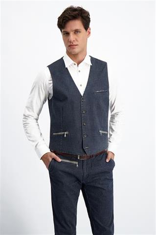 Kamizelka męska w pepitkę z efektem prania Class 10063 - 194871