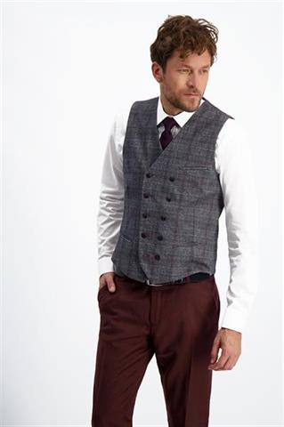Dwurzędowa kamizelka w kratę męska Kungur 10065 - 194911