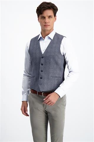 Wełniana kamizelka w kratkę Casimiro 10096 - 195081