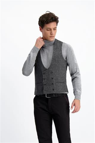 Grafitowa kamizelka w prążki 10128 - 195261