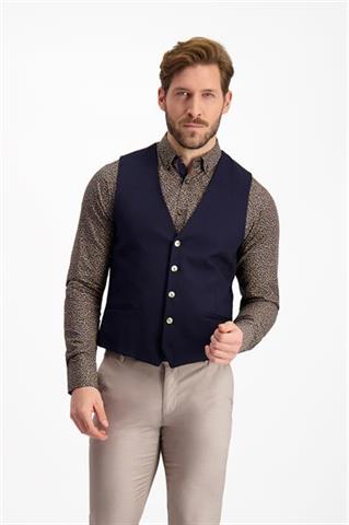 Granatowa kamizelka męska w kratkę Bruno 10131 - 195291