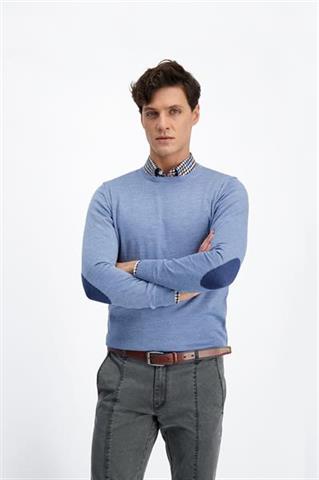 Błękitny wełniany sweter męski 73808 - 197541