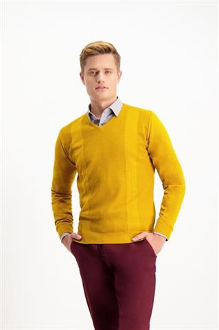 DL0001.DZIANINA.V-NECK.Struktura.Musztardowy.J.73811_L - 198081
