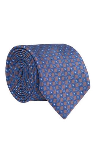 Granatowy krawat w błękitny wzór 57099 - 19821
