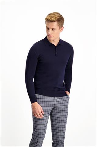 Granatowy sweter męski polo 73822 - 198211