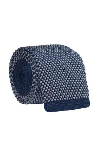 Dzianinowy szaro-granatowy krawat 57176 - 19881