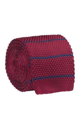 Dzianinowy bordowy krawat 57180 - 20001