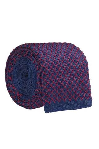 Dzianinowy granatowy krawat 57181 - 20031