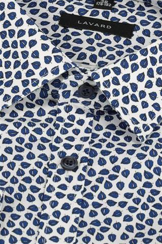 Granatowa koszula w roślinny wzór 91104 - 203921