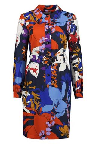 Kolorowa sukienka z balonowymi rękawami 58010 - 209271