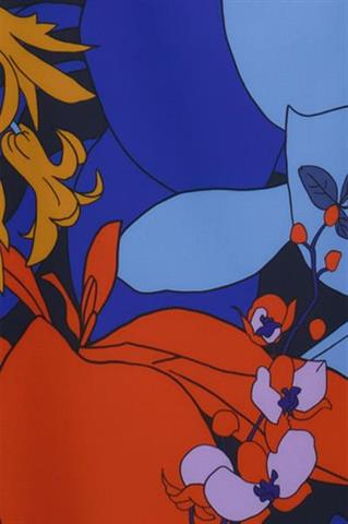 Kolorowa sukienka z balonowymi rękawami 58010 - 209291