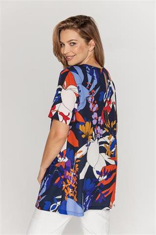 Wzorzysta tunika z krótkim rękawem 58018 - 209801