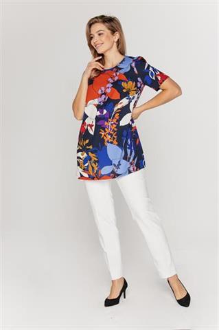 Wzorzysta tunika z krótkim rękawem 58018 - 209811