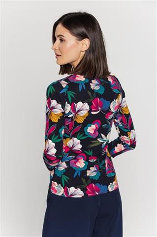 Granatowa bluzka w kwiatowy wzór 58020 - 209941
