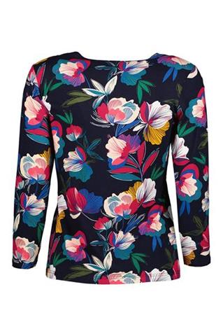 Granatowa bluzka w kwiatowy wzór 58020 - 209971