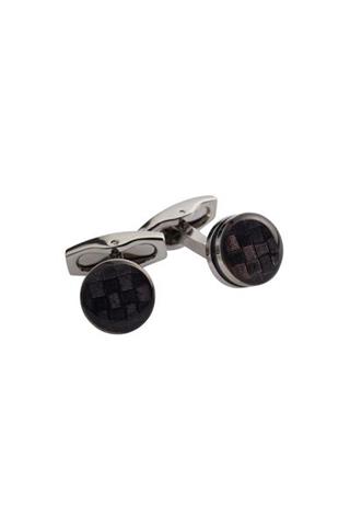 Szare okrągłe spinki z motywem szachownicy 57109 - 21211