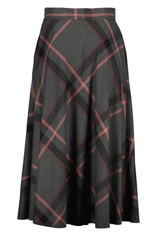 Szara spódnica midi w różową kratę 58058 - 213551