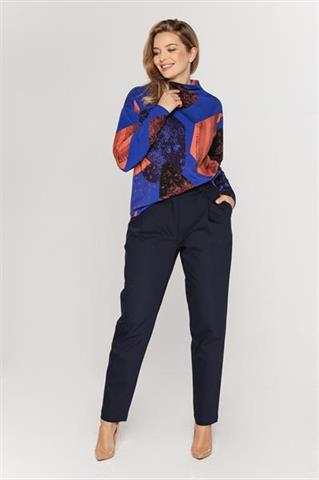 Granatowe spodnie o luźnym kroju 58074 - 214811