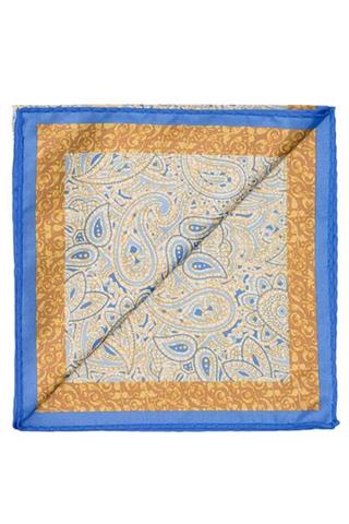 Niebieska poszetka w złoty wzór paisley 57169 - 21661