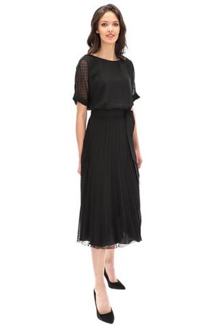 Czarna plisowana sukienka w kropki 58094 - 216871