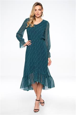 Sukienka midi z kobiecą falbaną 58095 - 216911